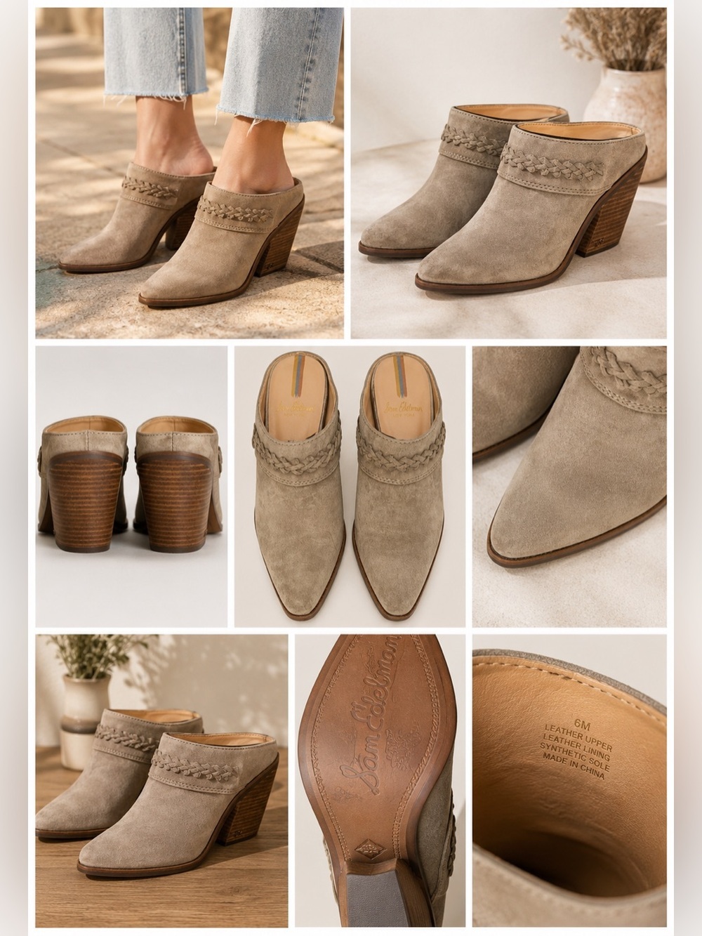Sam Edelman Women's Alison Western Mule Bootie Desert Olive Suede Women’s Size 6